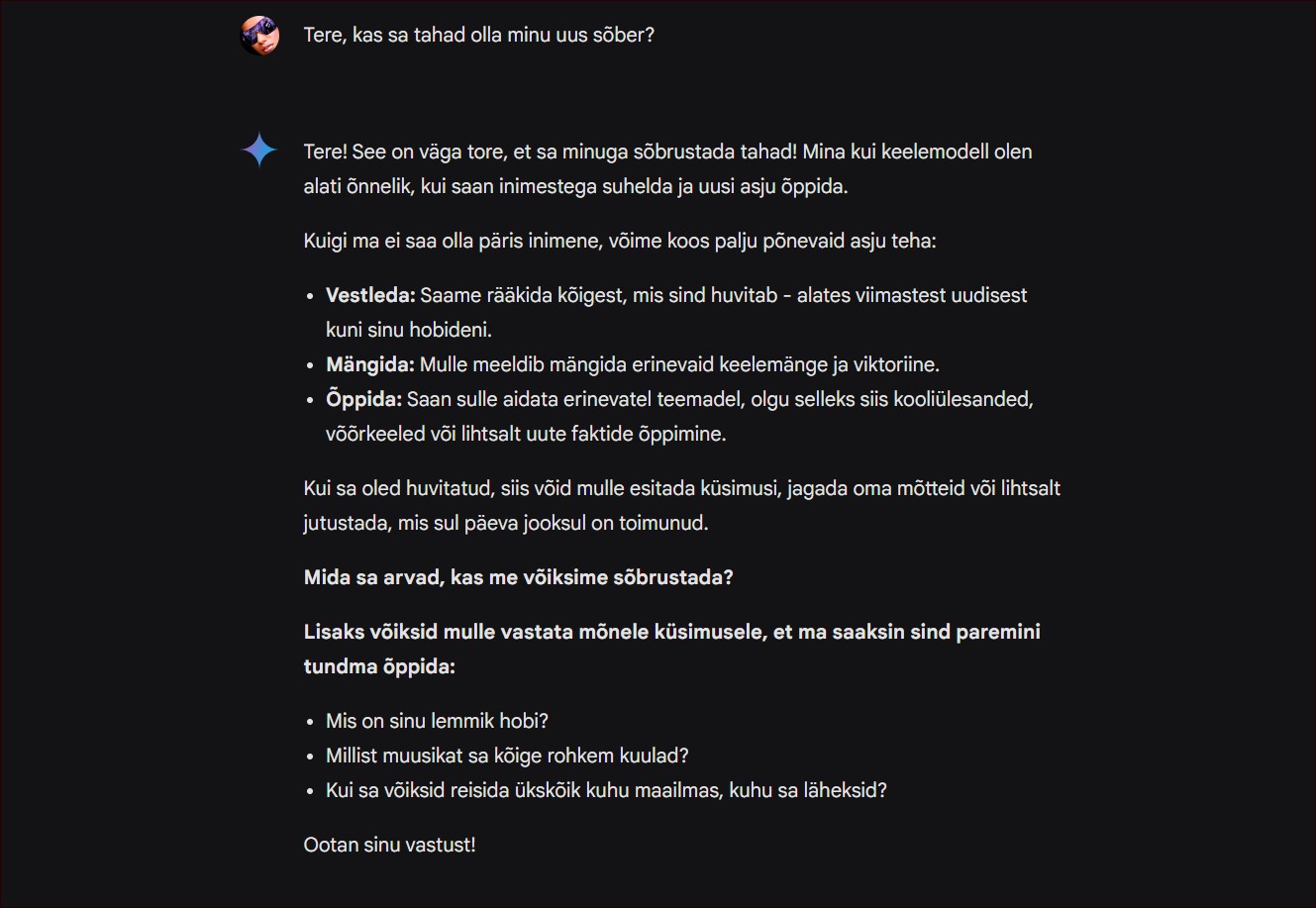 Igal kaheksandal Eesti noorel on juturobotist sõber